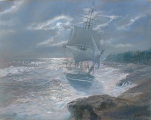 Barque Horace ashore at Kennebunk 1838